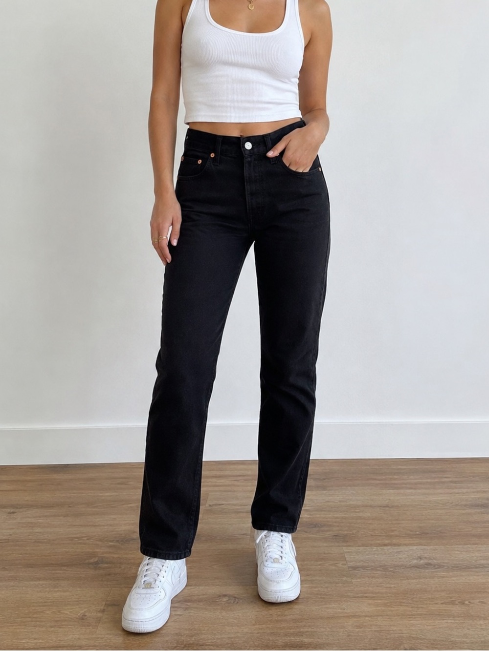Levi’s Black Jeans High Rise Slim Straight Leg Y2K Vintage Classic Denim